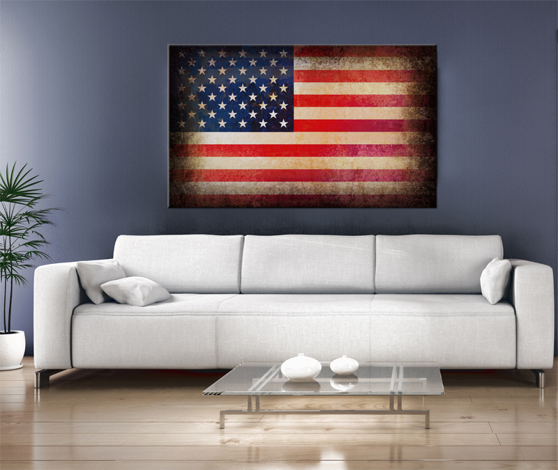 16x10 Digital Printed Canvas Old Usa Flag To Your Wall, Art Old American Flag (size: 16x10 Inch Plus Border).