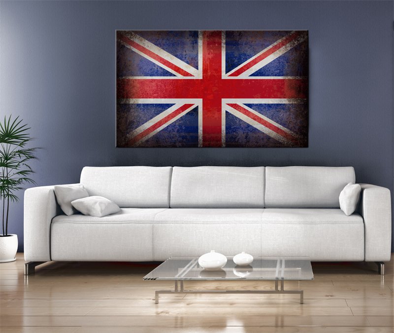 32x20 Digital Printed Old Canvas Uk Flag To Your Wall, Art Old English Flag (size: 32x20 Inch Plus Border).