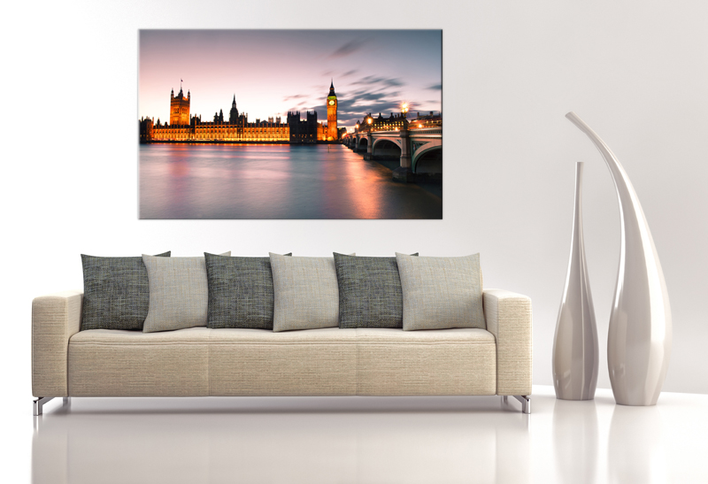 16x10 Digital Printed Canvas Thames In London To Your Wall, Thames River (size: 16x10 Inch Plus Border).