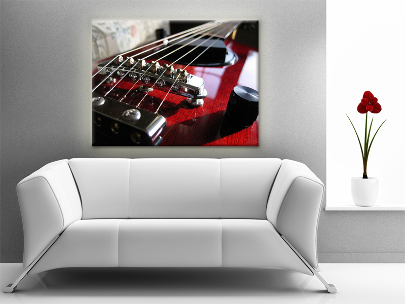 15x11 Digital Printed Canvas Claret Guitar To Your Wall Red-claret Rock Guitar (size: 15x11 Inch Plus Border).