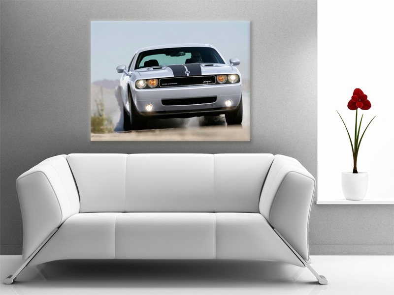15x11 Digital Printed Canvas Muscle Dodge Car To Your Wall Sport Dodge Challenger (size: 15x11 Inch Plus Border).